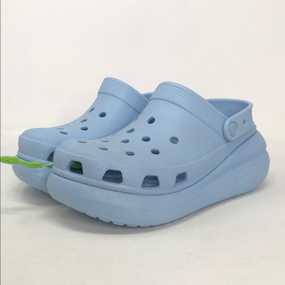 Crocs Classic Crush Iconic 207521 Baby Blue Unisex Platform Clogs - Size 9